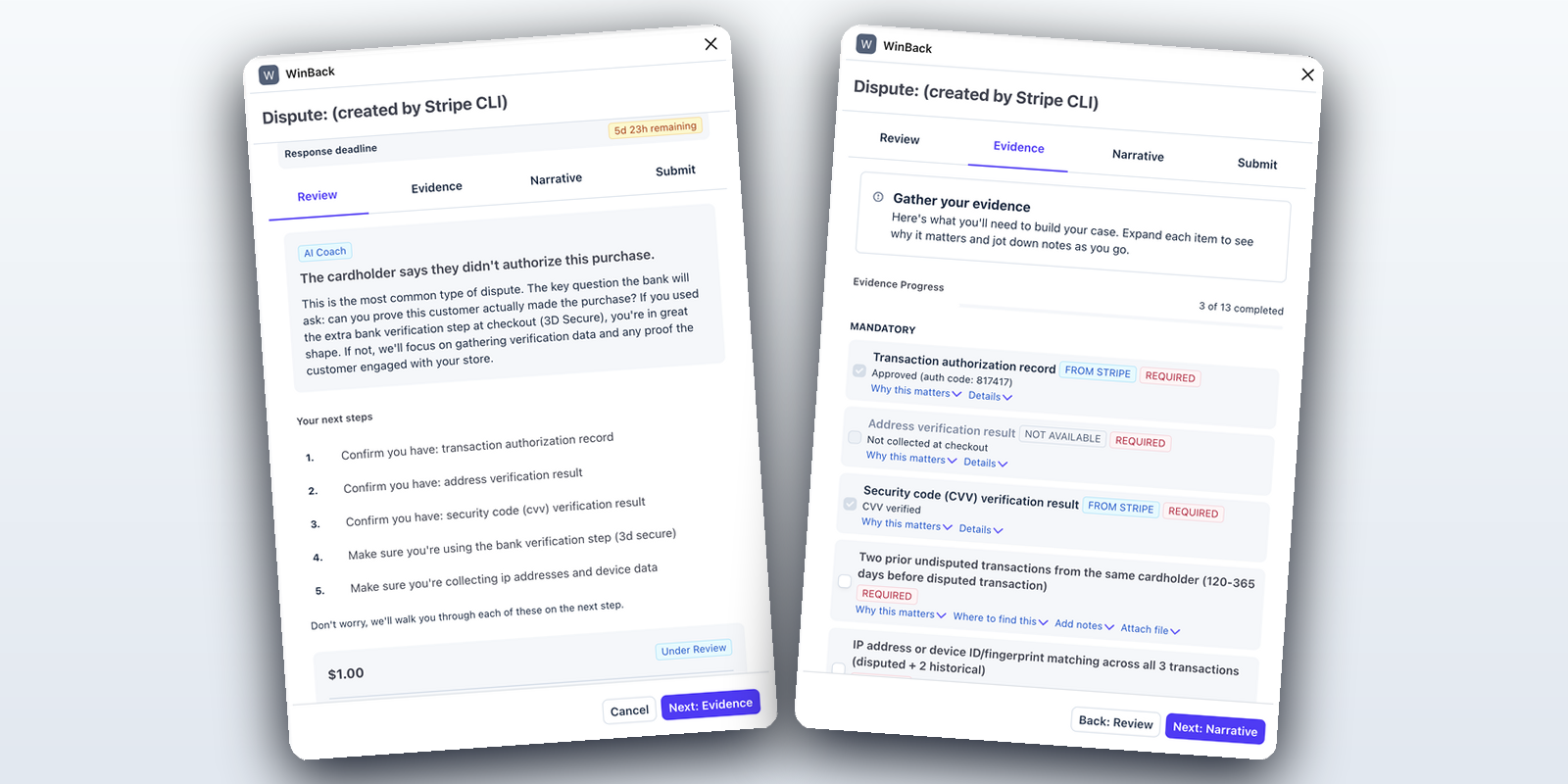 Winback product screenshot
